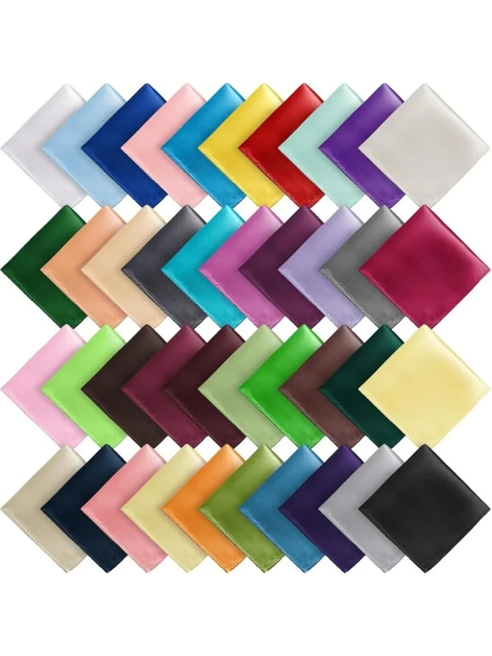 40 Assorted Pocket Squares for Men - Soft Solid Color Handkerchiefs for Suits